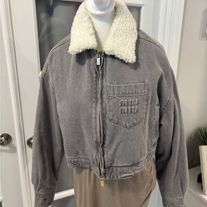 Miu Miu Cream Shearling Jacket